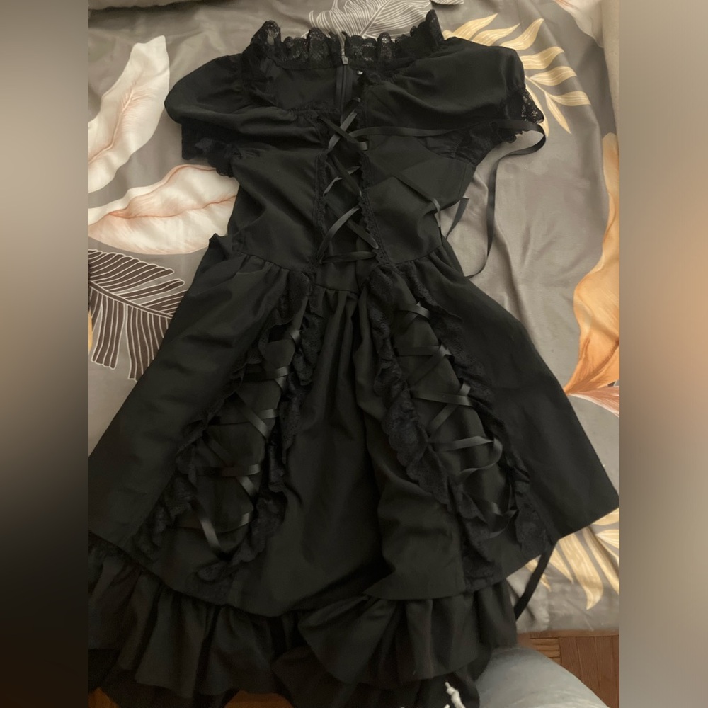 Elegant Black Lace-Up Dress